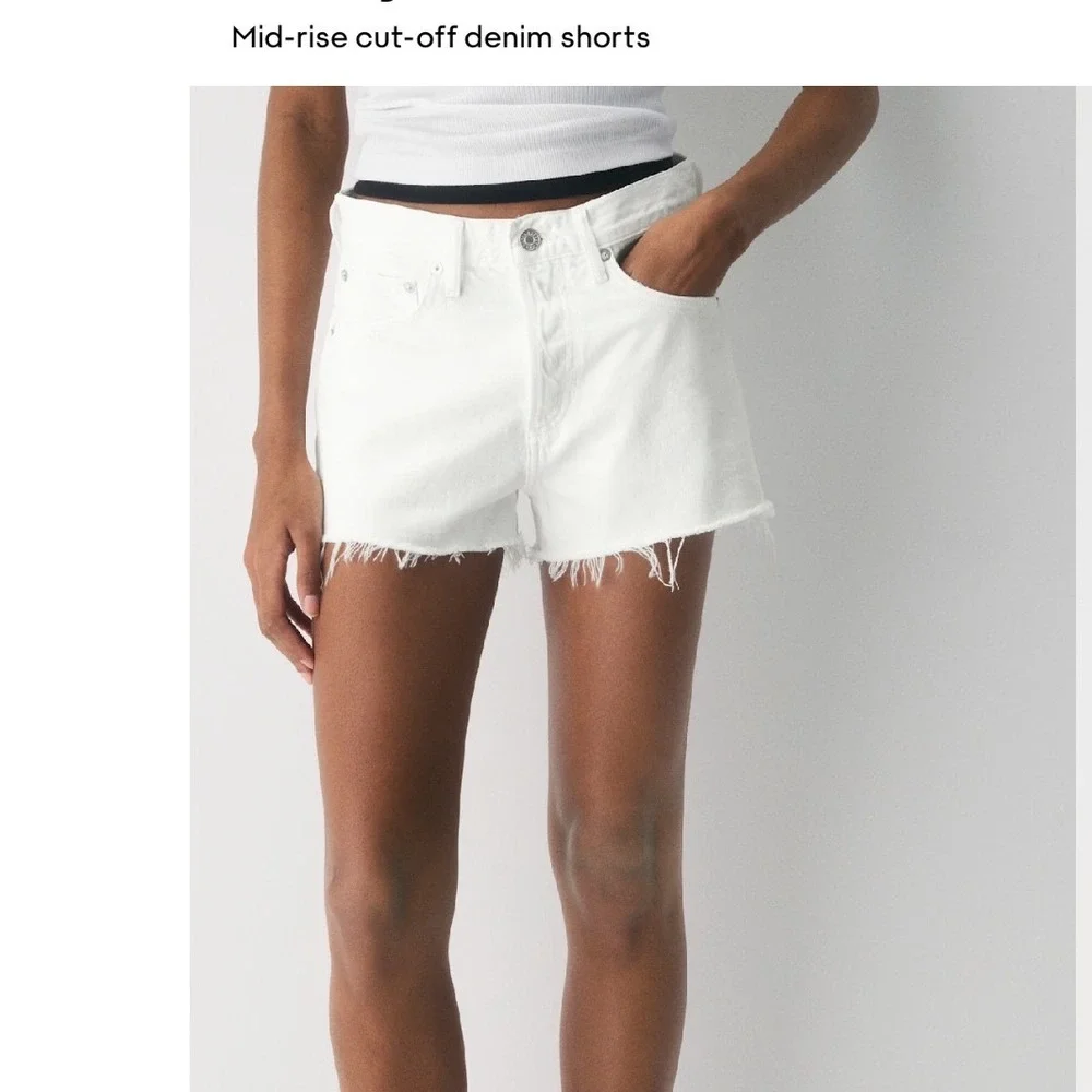 AGOLDE Mid-Rise Cut-Off Denim Shorts Repose White Button Fly Parker 26